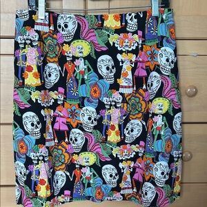Colorful Day of the Dead Print Skirt